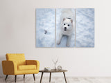 Leinwandbild 3-teilig Hunde Freude im Schnee