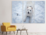 Leinwandbild 3-teilig Hunde Freude im Schnee