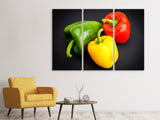 Leinwandbild 3-teilig Bunte Paprikas