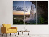 Leinwandbild 3-teilig Abendstimmung am Wasserfall