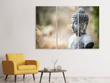 Leinwandbild 3-teilig Buddha aus Stein
