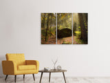 Leinwandbild 3-teilig Der Fels im Wald
