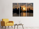 Leinwandbild 3-teilig Sonnenuntergang an der Skyline