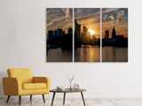 Leinwandbild 3-teilig Sonnenuntergang an der Skyline