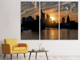 Leinwandbild 3-teilig Sonnenuntergang an der Skyline