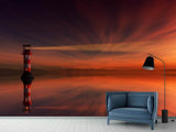Fototapete Roter Himmel am Leuchtturm