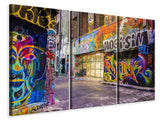 Leinwandbild 3-teilig Häuser mit Graffiti