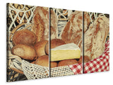 Leinwandbild 3-teilig Picknick Brotkorb