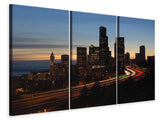 Leinwandbild 3-teilig Sonnenuntergang in Seattle