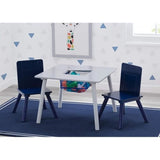 DELTA CHILDREN Tisch + 2 Holzstühle mit Stauraum grau - blau