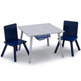 DELTA CHILDREN Tisch + 2 Holzstühle mit Stauraum grau - blau