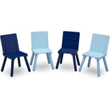 DELTA CHILDREN Rechteckiger grauer Tisch + 4 blaue Holzstühle