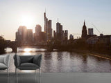 Fototapete Skyline Sonnenaufgang bei Frankfurt am Main