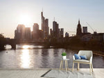 Fototapete Skyline Sonnenaufgang bei Frankfurt am Main
