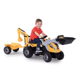 SMOBY Tractor Builder Max Baggerlader und Anhänger - Gelb