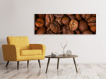 Leinwandbild Panorama Close Up Kaffeebohnen