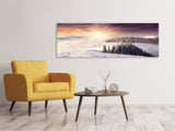 Leinwandbild Panorama Sonnenaufgang Winterlandschaft