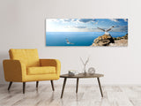 Leinwandbild Panorama Die Möwen und das Meer