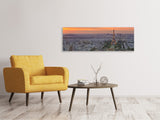 Leinwandbild Panorama Skyline Paris bei Sonnenuntergang