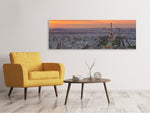 Leinwandbild Panorama Skyline Paris bei Sonnenuntergang