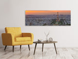 Leinwandbild Panorama Skyline Paris bei Sonnenuntergang