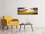 Leinwandbild Panorama Ein Feld von Sonnenblumen