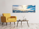 Leinwandbild Panorama Über den verschneiten Gipfeln