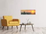 Leinwandbild Panorama Skyline Köln bei Sonnenuntergang