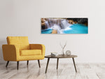 Leinwandbild Panorama Glücklicher Wasserfall