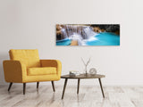 Leinwandbild Panorama Glücklicher Wasserfall