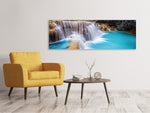 Leinwandbild Panorama Glücklicher Wasserfall