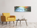 Leinwandbild Panorama Wasserfall im Licht