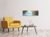 Leinwandbild Panorama Wasserfall im Licht