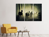 Leinwandbild 3-teilig Pferde im Wald