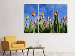 Leinwandbild 3-teilig Tulpen ragen zum Himmel