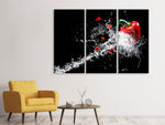 Leinwandbild 3-teilig Paprika Splash XL