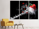 Leinwandbild 3-teilig Paprika Splash XL