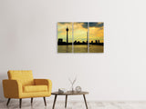 Leinwandbild 3-teilig Skyline im Abendlicht
