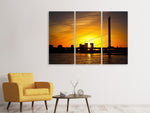 Leinwandbild 3-teilig Skyline Düsseldorf bei Sonnenuntergang