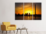 Leinwandbild 3-teilig Skyline Düsseldorf bei Sonnenuntergang