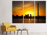 Leinwandbild 3-teilig Skyline Düsseldorf bei Sonnenuntergang