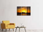 Leinwandbild 3-teilig Skyline Düsseldorf bei Sonnenuntergang