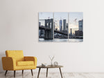 Leinwandbild 3-teilig Die Brooklyn Bridge am Abend