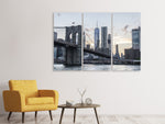 Leinwandbild 3-teilig Die Brooklyn Bridge am Abend
