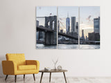 Leinwandbild 3-teilig Die Brooklyn Bridge am Abend