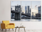 Leinwandbild 3-teilig Die Brooklyn Bridge am Abend