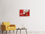 Leinwandbild 3-teilig Weisse Orchideen auf roter Wand