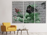 Leinwandbild 3-teilig Graffiti Gasmaske