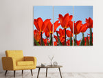 Leinwandbild 3-teilig Rote Tulpen XL