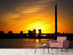 Fototapete Skyline Düsseldorf bei Sonnenuntergang